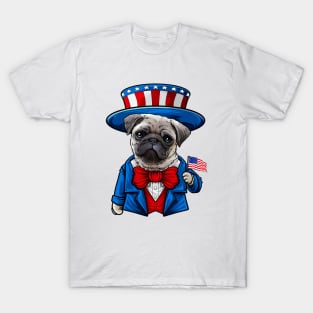 Fourth of July Pug T-Shirt